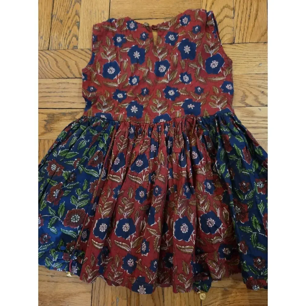 Vastramay Baby Girls Floral Sleeveless Dress Made In India Round Neck Sz 18